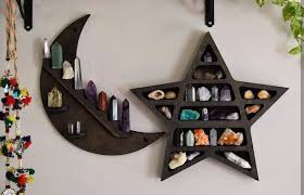 These Crescent Moon And Star Wall Shelves Would Look Great In Any Bedroom Or Living Room Crescentmoon Wiccandecor Fantasy Decor Wiccan Decor Stair Shelves