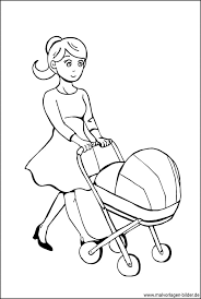 Mutter Mit Kinderwagen Malvorlage Zum Gratis Ausdrucken