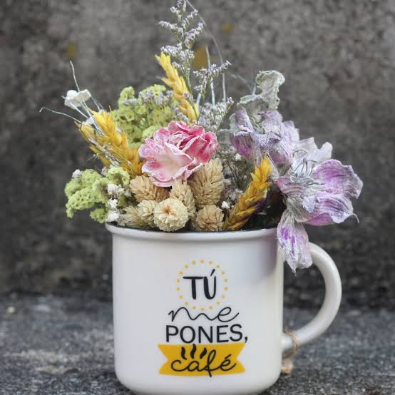 FLORES BONITAS en taza "tú me pones" - Las Flores de Rita