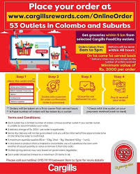 Place Your Online Grocery Order At Www Cargillsrewards Com Onlineorder We Deliver From 53 Outlets In Colombo And Suburbs Term In 2020 Grocery Online Grocery Outlets