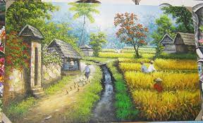 Ribuan contoh gambar lukisan terbaik dan keren keren Jual Lukisan Pemandangan Kampung Bali Yang Sangat Indah Di Lapak Juragan Lukisan Bukalapak