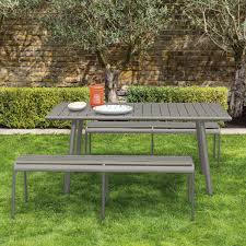 Darwin Grey Metal 6 Seat Garden Dining Set Metal Garden Table Garden Chairs Metal Garden Dining Set
