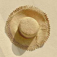 French Woven Edge Straw Hat Raffia Hat Sun Hat Beach Hat Etsy Raffia Hat Straw Hat Beige Hat