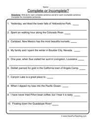 Rewriting Incomplete Sentences Worksheet Incomplete Sentences Writing Complete Sentences Sentences