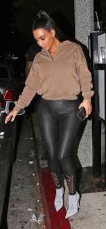 Kim Kardashian In Leather Pants Leaving The Henry Restaurant In Los Angeles Kim Kardashian Leather Pants Kim Kardashian Style