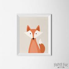 Fox Printable Fox Wall Art Fox Woodland Animal Wall Art Nursery Decor Retro Nursery Print Animal Nursery Art Fox Nursery Print Digital Uncinetto