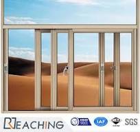 Gold Color Aluminum Sliding Window Glass Window Top Fixed ...