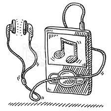 Hand Drawn Vector Drawing Of A Mp3 Player And Earphones A Music Note Drawings Music Sketch Music Drawings