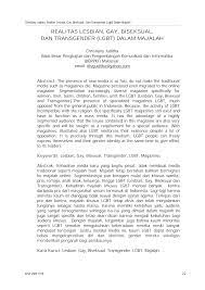 Lesbian, gay, biseksual dan trangender (lgbt). Https Media Neliti Com Media Publications 108067 Id Realitas Lesbian Gay Biseksual Dan Trans Pdf