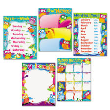 Learning Chart Combo Packs Classroom Basics Owl Stars 17 X 22