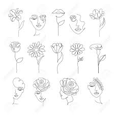 See more ideas about art, line art, flower tattoos. Flowers And Women In One Line Drawing Style Royalty Free Cliparts Vectors And Stock Illustration Image 144757781