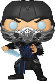 The warner bros logo appears with fire burning beneath it, while the new line cinema logo gets covered in ice; Mortal Kombat 2021 Sub Zero Funko Pop Vinyl Figure Popcultcha