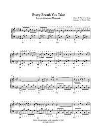 Every Breath You Take By The Police Piano Sheet Music Advanced Level Piano Sheet Music Sheet Music Violin Sheet Music