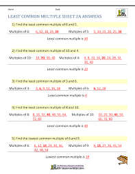 12) find the least common multiple. Least Common Multiple Worksheets Page