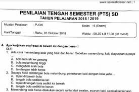 Soal Ulangan Pts Pjok Kelas 6 Semester 1 K 13 Sekolahdasar Net