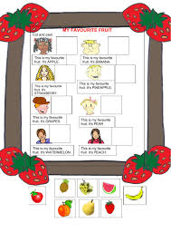 As for vegetables, i often eat carrots, potatoes and tomatoes. Favourite Fruits Worksheet