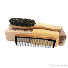 Wholesale For Retail Hair Brush Comb Set Boar Bristle Brush Green Sandalwood Ox Horn Pocket Comb Beard Grooming Tools Hair Brush Mens Beard Grooming