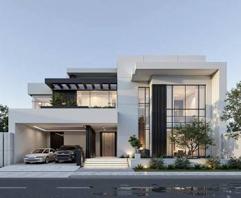Contemporary architectural design with geometric lines and large glass panels, AI generated