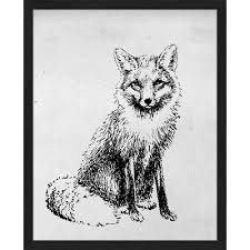 Fox Engraved Illustration Framed Drawing Print Brick Barrow Size 53cm H X 43cm W Engraving Illustration Drawing Prints Posters Art Prints