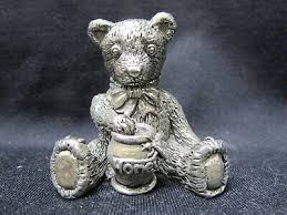 A.F. Williams England, Metal Teddy Bear, Honey Pot, Oval Blue Pad,