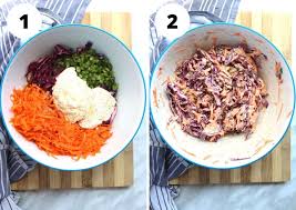 With the motor running, add the oil until. Creamy Red Cabbage And Carrot Slaw Slow The Cook Down