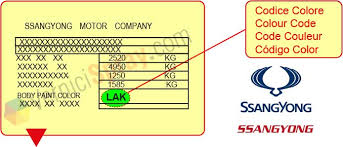 All Colour Codes For Ssangyong