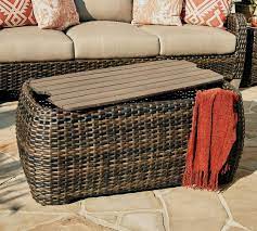 Kintness patio wicker side coffee table coffee bistro glass table outdoor backyard lawn balcony pool square tempered glass top wicker rattan end table furniture with storage. Abrego All Weather Wicker Rectangular Storage Coffee Table Pottery Barn