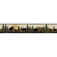 York Wallcoverings Lake Forest Lodge Scenic Silhouette Wallpaper Border Lm7946bd The Home Depot Wallpaper Border York Wallpaper Wallpaper