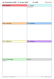 Jahreskalender 2021 mit kalenderwochen und den feiertagen für schweiz. Wochenkalender 2021 Als Pdf Vorlagen Zum Ausdrucken