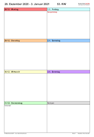 Sie zeigt auf einer seite 4 15 kostenlose kalender vorlagen für 2021. Wochenkalender 2021 Als Pdf Vorlagen Zum Ausdrucken