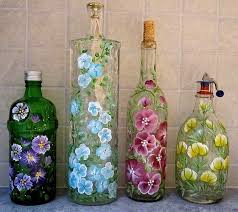 Repurposed Glass Bottles Into Creative Decorations Recycled Things Hand Painted Wine Bottles Painted Glass Bottles Wine Bottle Diy