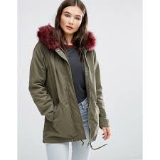 Brave Soul Parka Jacket With Faux Fur Trim Hood Brave Soul Parka With Faux Fur Trim Hood 80 Liked On Polyvore Featuring Outerwear Coats Green Fur Lined Co Green Parka Coat Parka Hooded Faux