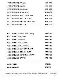Nasi kandar pelita was born out of passion, dream and leap of faith in june 1995 by three good friends. Original Penang Kayu Nasi Kandar Menu