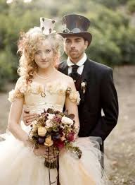 Steampunk Couple In Vintage Attire And Cool Hats Victorian Steampunk Wedding Faerie Wedding Punk Wedding