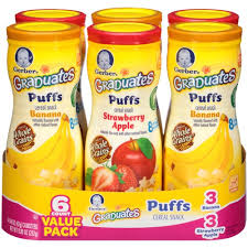 Browse our wide selection of toddler bakery & snacks for delivery or drive . Gerber Graduates Puffs Gerber Graduates Puffs Variety Pack Cereal Snack 6 1 48 Oz Canisters 6 1 48 Oz Epallet