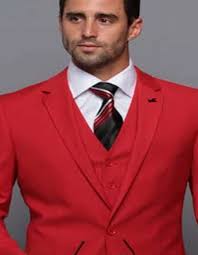 Part of our men's suits collection; Red Tapered Fitted European Cut Suit