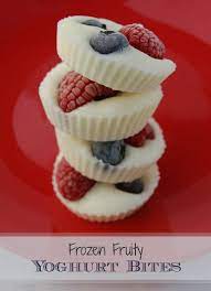 Frozen Fruity Yoghurt Bites Recipe Recipes Yogurt Bites Snack Recipes Snacks