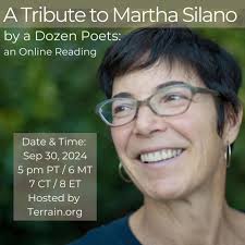 This monday! Twelve poets gather to read in tribute to Martha Silano, who  was recently diagnosed with ALS. They will each read a poem from Martha's  new collection of poems, This One