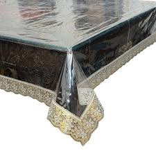 Heavy Duty Waterproof Clear Pleastic Table Cover Beautiful Golden Lace Pvc Tablecloth Protector 60 Table Cloth Plastic Table Covers Table Covers