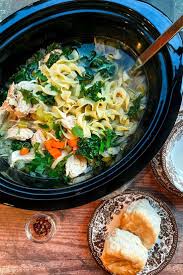 Slow Cooker Chicken Noodle Soup With Kale Recipe Slow Cooker Chicken Noodle Soup Healthy Soup Recipes Slow Cooker Chicken