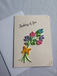 Quilled Flower Bouquet Thinking Of You Blank Greeting Card Paper Quilling Cards Paper Quilling Designs Quilling Designs