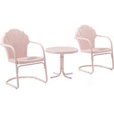 Crosley Ko10011pi Tulip Outdoor 2 Arm Chair Side Table Set Pastel Pink Gloss Set Of 2 In 2020 Seating Groups Chair Side Table Metal Outdoor Furniture