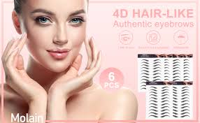 Amazon.com : Molain 4D Hair-Like Eyebrow Tattoos Stickers 6 Sheets  Waterproof Long-lasting Eyebrow Transfers Stickers Peel Off Eyebrow Sticker  for ...