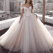 Off The Shoulder Wedding Dresses Ball Gown 2020 Lace Applique Beaded Princess Boho Wedding Gowns Ball Gown Wedding Dress Perfect Wedding Dress Ball Dresses