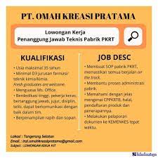 Tidak ada batasan waktu pengerjaan soal. Lowongan Kerja Pt Omah Kreasi Pratama Maret 2021