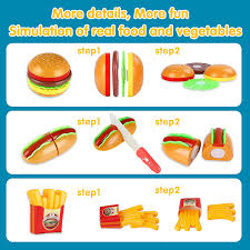 Melissa & doug's large collection of pretend play kitchens, stores, and food play sets lets kids order, prepare, and serve snacks, and special treats. Buy Innocheer Play Kitchen Accessories Set With Recipe Book Pretend Kids Kitchen Toys Includes Pots And Pans Cooktop Cutting Play Food Pizza Hamburger Cooking Utensils For Toddlers Boys Girls 3 Online In