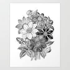 Join prime to save $8.40 on this item. Vintage Flowers Black White Print Art Print By Vintagearchive Society6