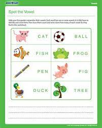 spot the vowel free 1st grdae english worksheet jumpstart preschool worksheets education english worksheets for kids