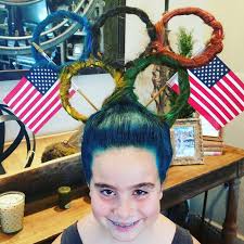 Wacky Hair Day With Olympics And Usa Our Most Fun Combo Ever We Glued Ring Toss Rings Together Glued Those To A Wacky Hair Days Wacky Hair Crazy Hair Days