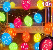 TURNMEON Easter Lights 2 Modes 10Ft 20 LED Easter Egg Lights Battery Operated, Easter Decorations Indoor Outdoor Colorful Easter String Lights for ...